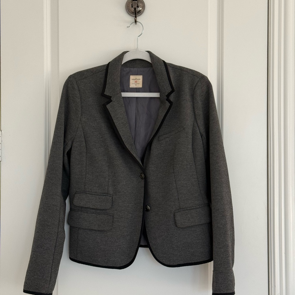 GAP Women's Dark Gray Blazer with Black Piping